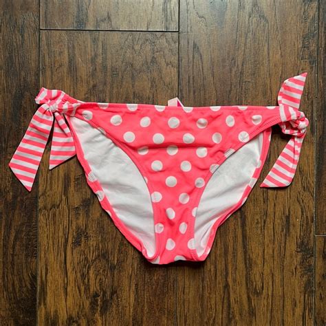 Victorias Secret Neon Pink White Bikini Bottoms Gem