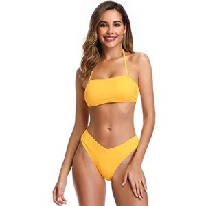 Shekini Donna Bikini Set Imbottito Bandeau Top Bikini Regolabile