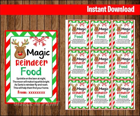 Printable Magic Reindeer Food Tag Digital Christmas Activity Etsy Canada