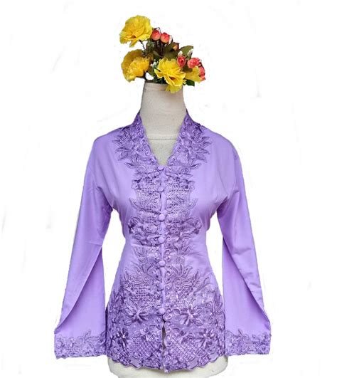 Kebaya Embroidery Kebaya Nyonya Kebaya Lilac Kebaya Cotton Kebaya