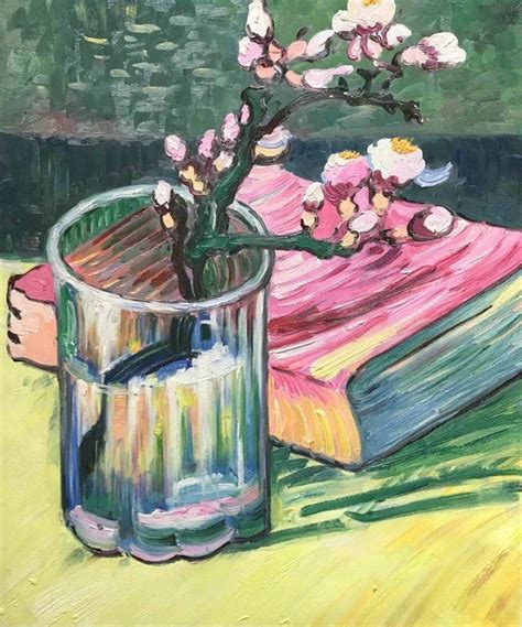 Vincent Van Gogh Blossoming Almond Branch In A Glass With A Book