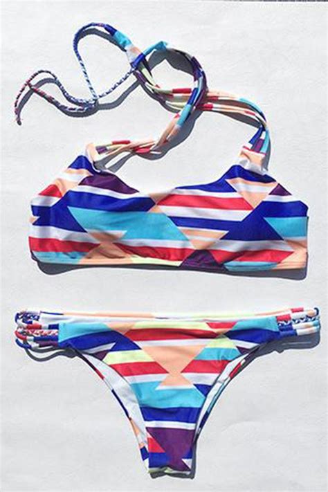 Taste The Rainbow Colorful Halter Bikini Set