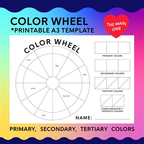 Color Wheel The Main One Printable A Template Color Theory Painting