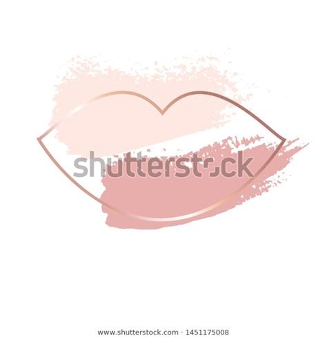Nude Brush Strokes Gold Frame Lip стоковая векторная графика без лицензионных платежей