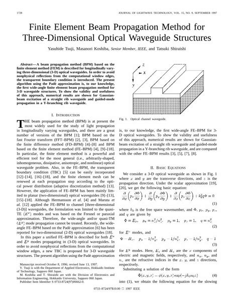 Pdf Finite Element Beam Propagation Method For Three Dimensional