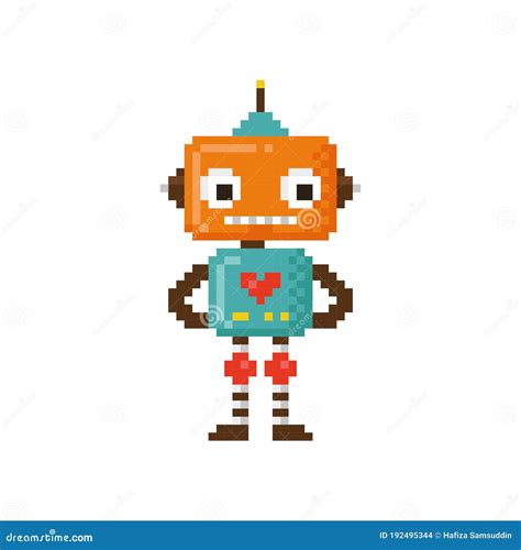 Pixel Art Robot Vector Illustration Decorative Design Stock Vector