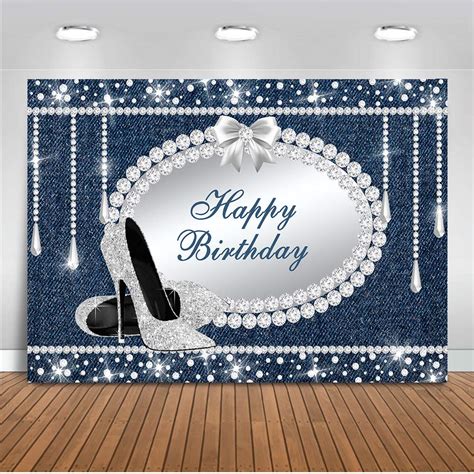 Buy Moca Denim And Diamond Backdrop 7x5ft Vinyl Happy Birthday High