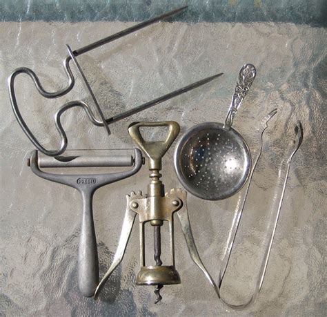 Vintage Kitchen Utensils 5 Tools Brass Tin Steel By Theoldgarage