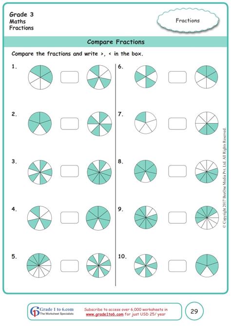 Worksheet Grade 3 Math Compare Fractions Fractions Worksheets Math