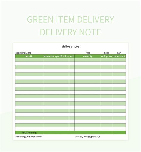 Goods Delivery Note Waybill Excel Template And Google Sheets File For Free Download - Slidesdocs