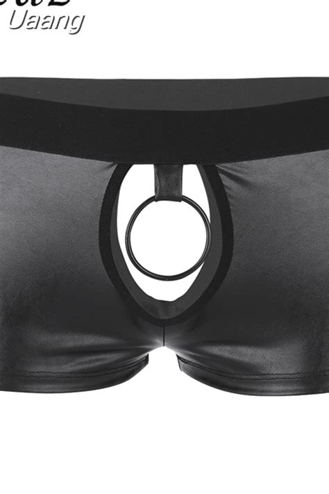 Uaang Mens Lingerie Latex Panties Leather Underwear Exotic Sex