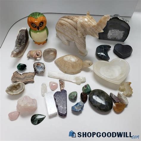 7 16lb Grab Bag Minerals Gemstones Elephant Owl Donkey Heart