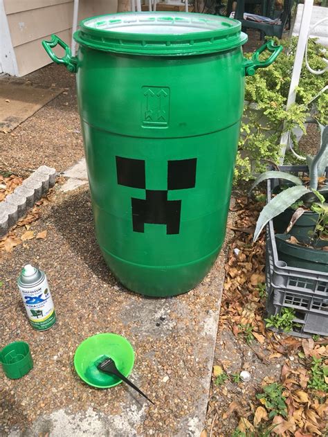 Minecraft Toy Bin Black And Green Spray Paint And Tape Minecraft