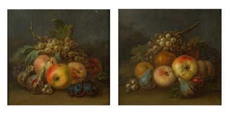 Coppia Di Nature Morte Di Frutta Artista Del Xix Secolo