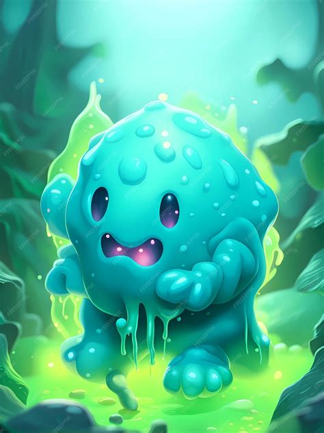 Premium Ai Image Slime Monster 3d Cartoon Character Illustration