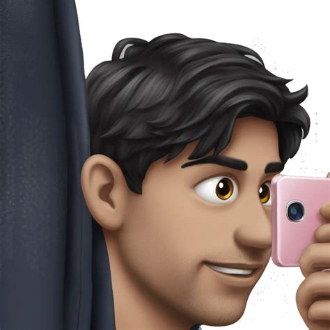 Boy With Black Shirt Holding Phone Ai Emoji Generator