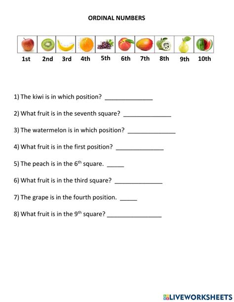 Ordinal Numbers Online Exercise For Grade 2 Ordinal Numbers Math