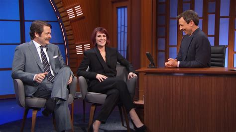 Watch Late Night With Seth Meyers Interview Nick Offerman And Megan Mullally Interview Pt 1