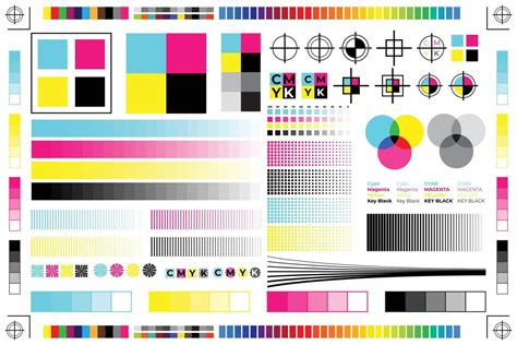 Cmyk Print Calibration Illustration With Offset Printing Marks And