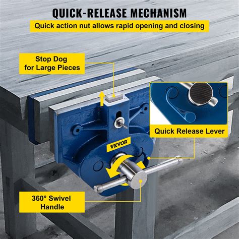 Vevor Woodworking Vise 9 Inch Woodworking Bench Vise Heavy Duty Cast