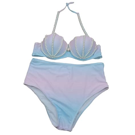 Hot Pearl Shell Swimsuit Bikinis Set Bathing Suit Underwire Push Up