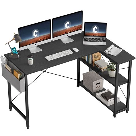 CubiCubi 55 Inch Small L Shaped Computer Desk With Storage Shelves Home