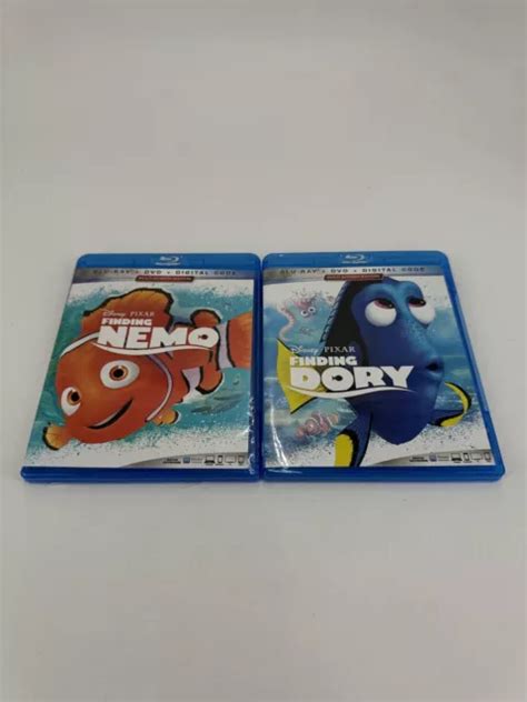 Disney Pixar Finding Nemo Finding Dory Blu Ray Dvd Movie Bundle