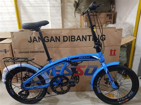 Sepeda Lipat 20 Inch Besso Frame Aloy Warna Biru Blue