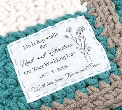 Wedding Quilt Label For Handmade Blanket Custom Printed Patch Cotton