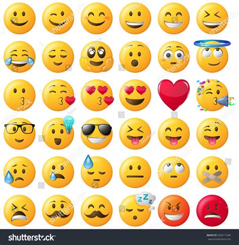 Smileys Emoticons Vector Set Stock Vector Royalty Free 659317246