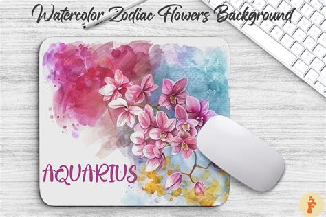 Aquarius Zodiac Flowers Background Graphic By Foxmia Creative Fabrica