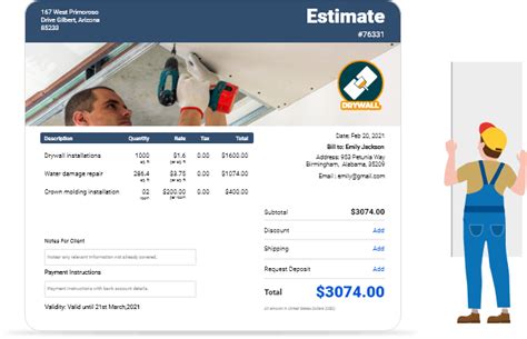 Free Drywall Estimate Sample Template Invoiceowl