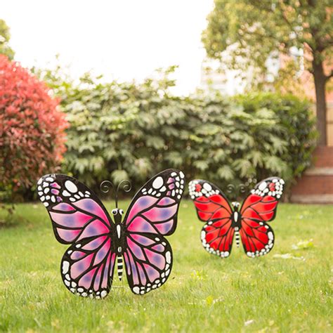 Glitzhome 25 H Large Metal Butterfly Yard Stakes Outdoor Garden Decor