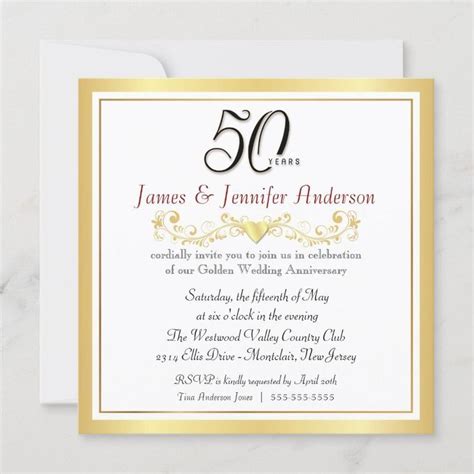 50th Wedding Anniversary Party Gold Invitations Zazzle Anniversary