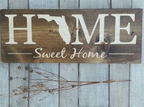 Florida State Sign Home Sweet Home Florida Decor Wood Sign Florida