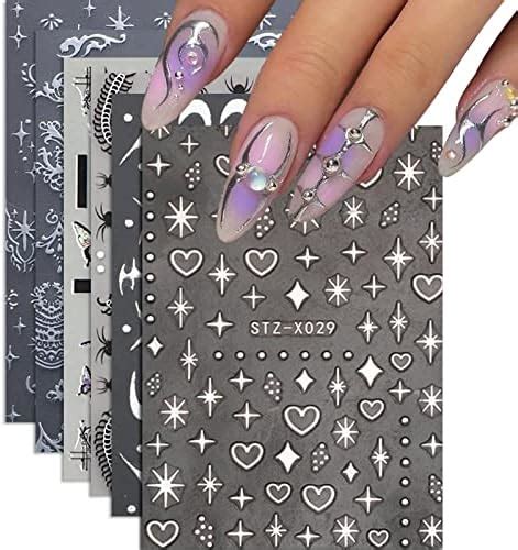 Amazon 8 Sheets Clown Nail Art Stickers 3D Halloween Nail Decals