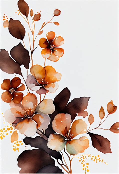 Free Watercolor Brown Flower Background