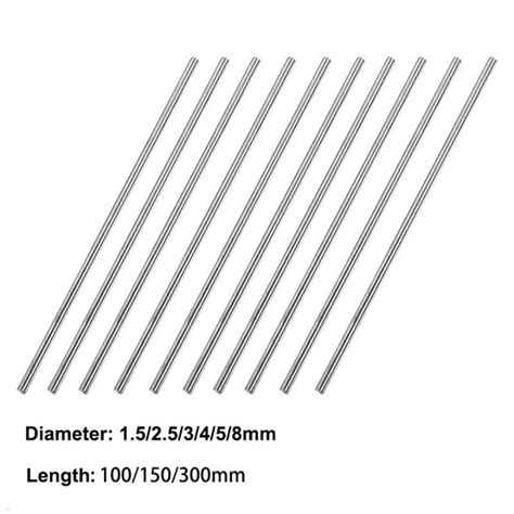 2 5 10pcs 304 Stainless Steel Solid Round Rod 1 5 8mm Diameter X100 150