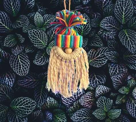 Rainbow LGBTQ Pride Gnome Handmade Macrame Queer Christmas Ornament Gift LGBTQIA Flag Gay