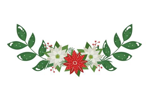 flores navideñas decorativas con ramas y hojas 3298934 Vector en Vecteezy