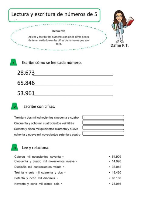 Ejercicio De Números Hasta 5 Cifras Escritura De Numeros Exámen De Matemáticas Clase De