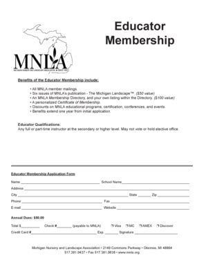 Fillable Online Mnla Benefits Of The Educator Membership Include Mnla