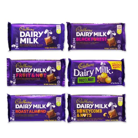 Cadbury Dairy Milk G Plain Roast Almond Fruit Nut Hazelnut Black