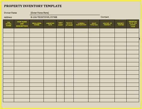 Property Inventory Template Property Inventory Templates 8 Free Printable Word And Pdf