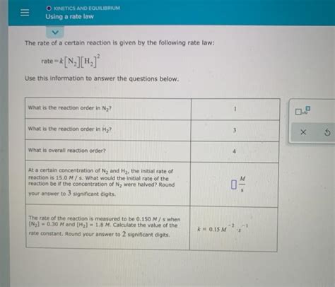 Solved O Kinetics And Equilibrium Using A Rate Law The Rate Chegg