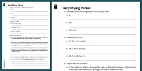 Ratio Simplifying Worksheet Worksheets Ratios Ratio Word Mat