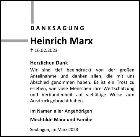 Traueranzeigen Von Heinrich Marx Trauer Anzeigen De