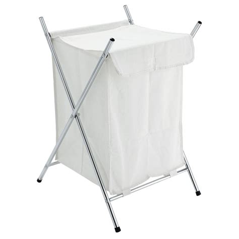 Furinno Wayar White Metal Foldable Laundry Basket With Stand WS17005