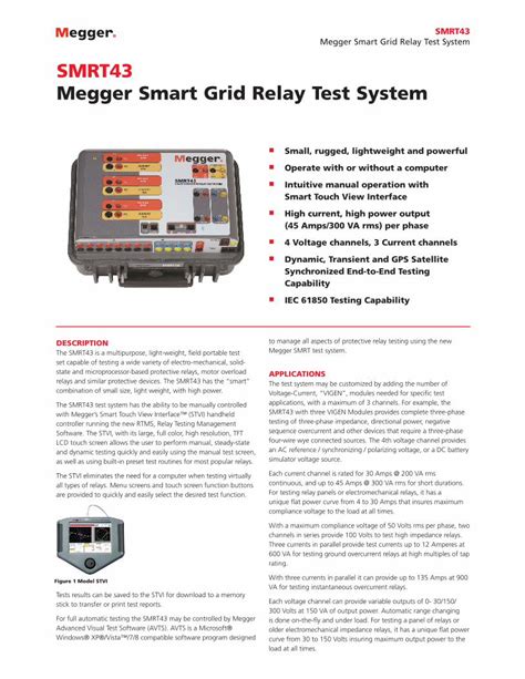 Pdf Smrt Megger Smart Grid Relay Test System Smrt Megger Smrt