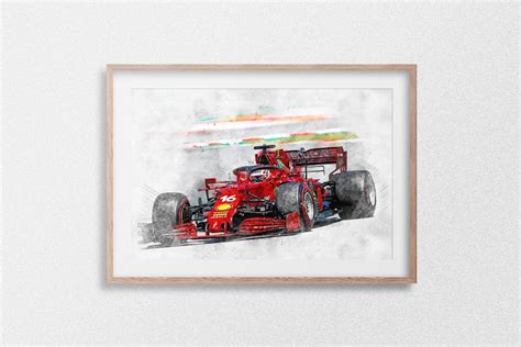 Ferrari F1 Watercolor Sketch Printable Digital Artwork Digital